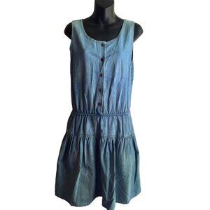 Vintage 90's Alpenblick Sleeveless, Blue Denim Tiered Mini-Dress
